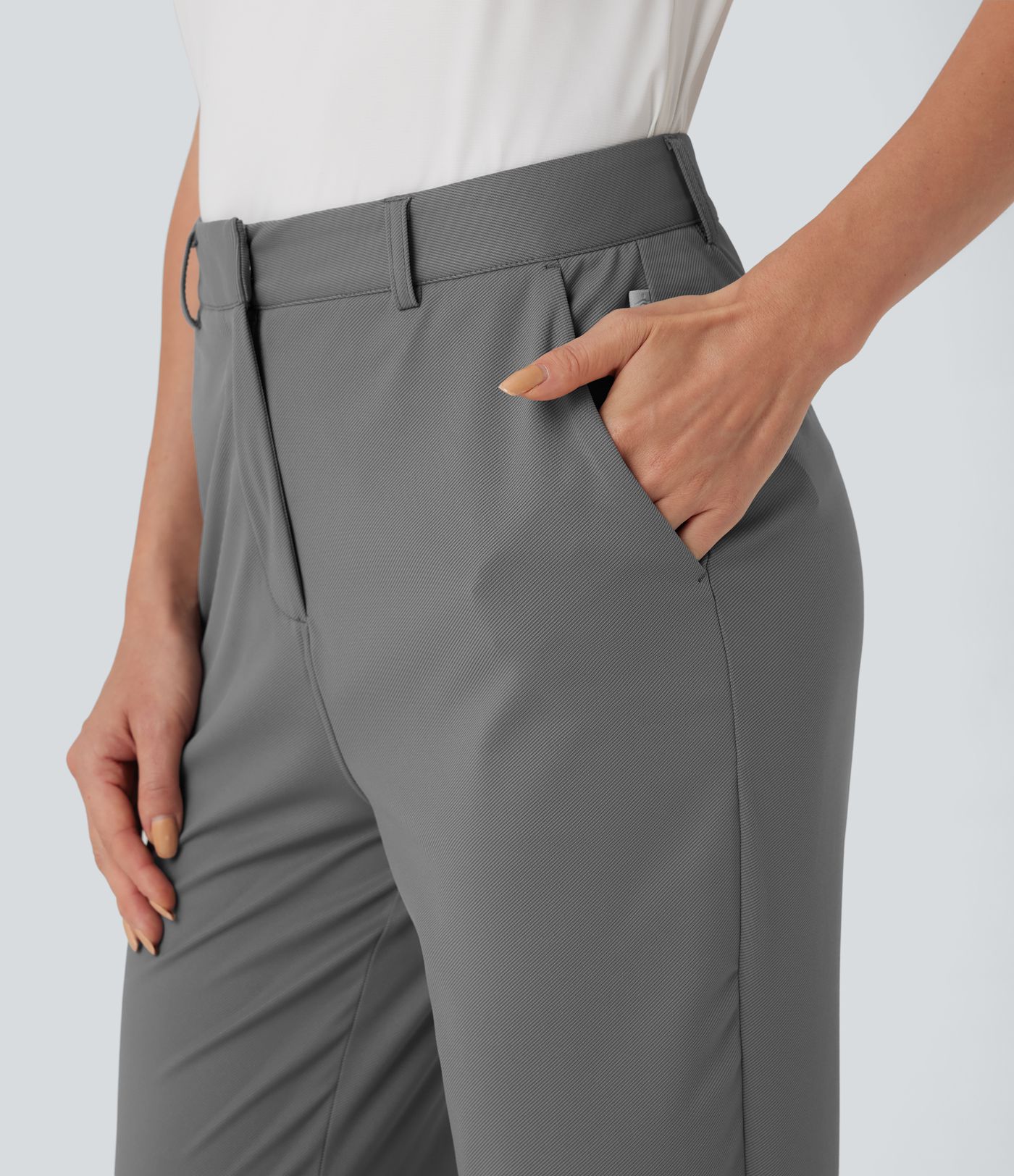 High Waisted Quick Dry Straight Leg Golf Pants-Golf Tee Pockets-UPF40+