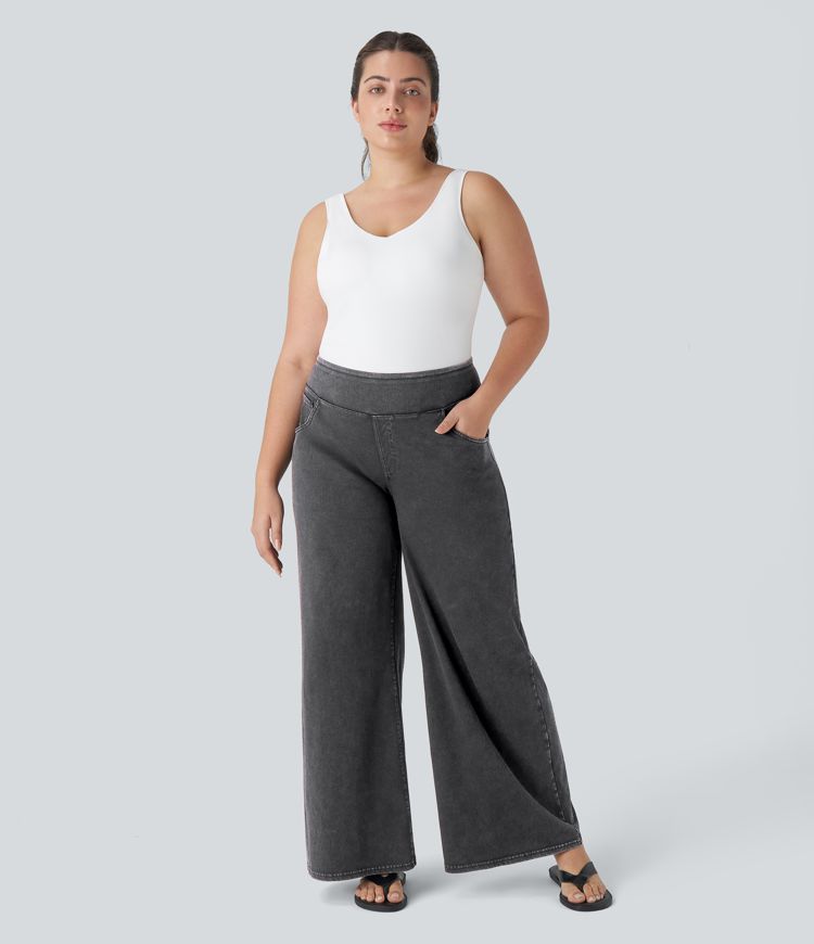 Halara Flex™ High Waisted Pockets Baggy Wide Leg Loose Casual Plus Size Jeans