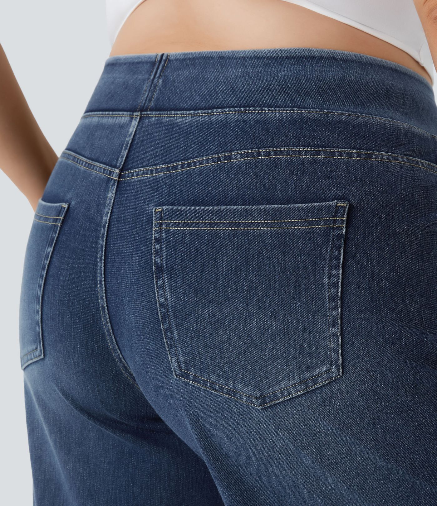 Halara Flex™ High Waisted Pockets Baggy Wide Leg Washed Casual Plus Size Jeans