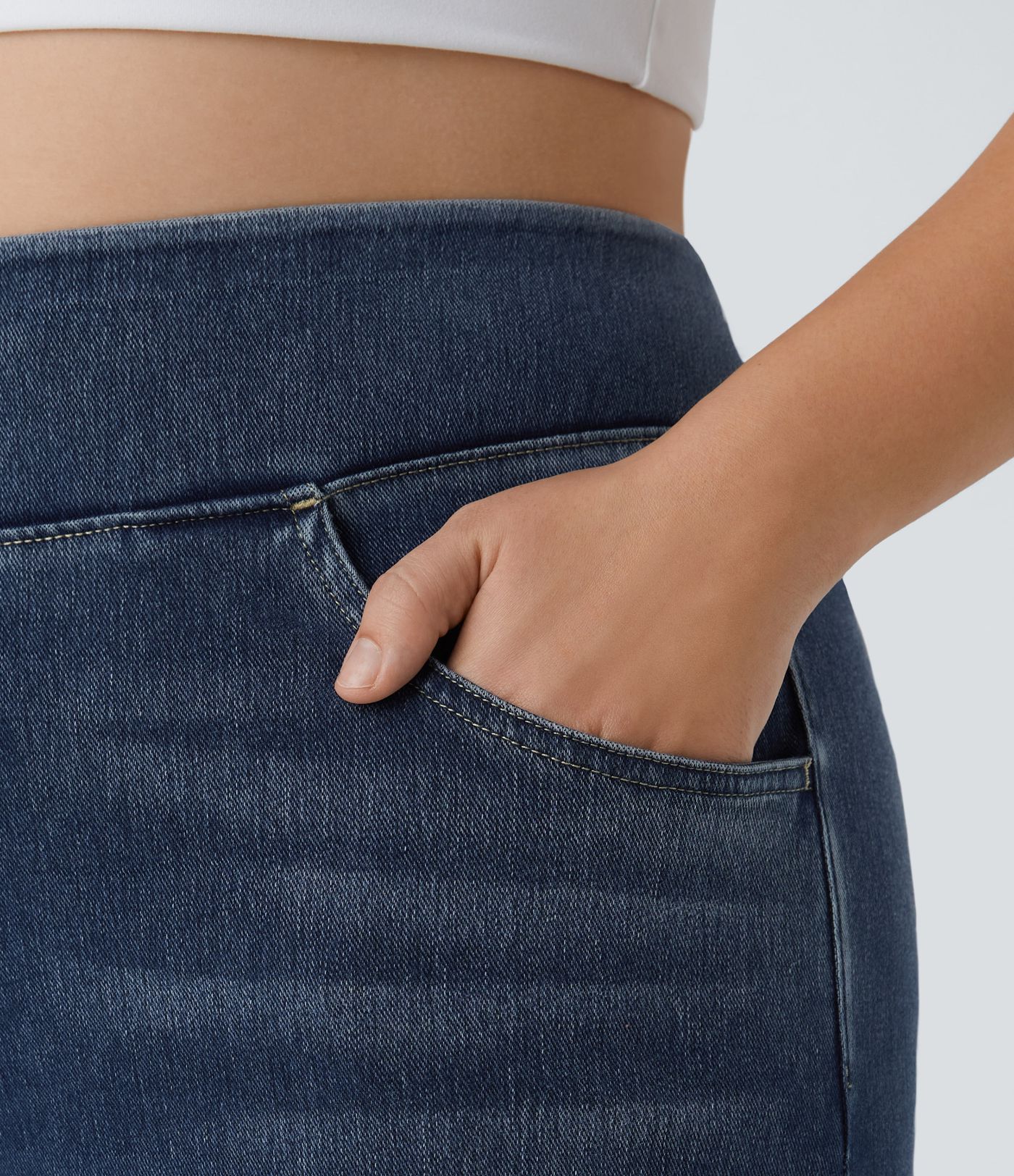 Halara Flex™ High Waisted Pockets Baggy Wide Leg Washed Casual Plus Size Jeans