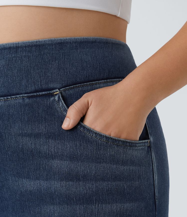 Halara Flex™ High Waisted Pockets Baggy Wide Leg Washed Casual Plus Size Jeans