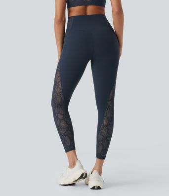 Halara UltraSculpt™ High Waisted Tummy Control Contrast Lace Shaping Training Leggings with Pockets
