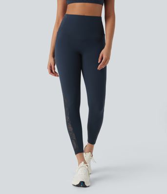 Halara UltraSculpt™ High Waisted Tummy Control Contrast Lace Shaping Training Leggings with Pockets