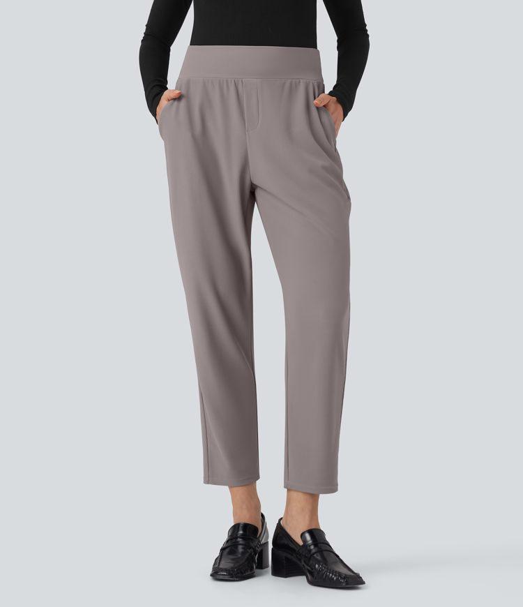 Halara Flex™ Mid Rise Tummy Control Micro Waffle Work Tapered Pants with Pockets