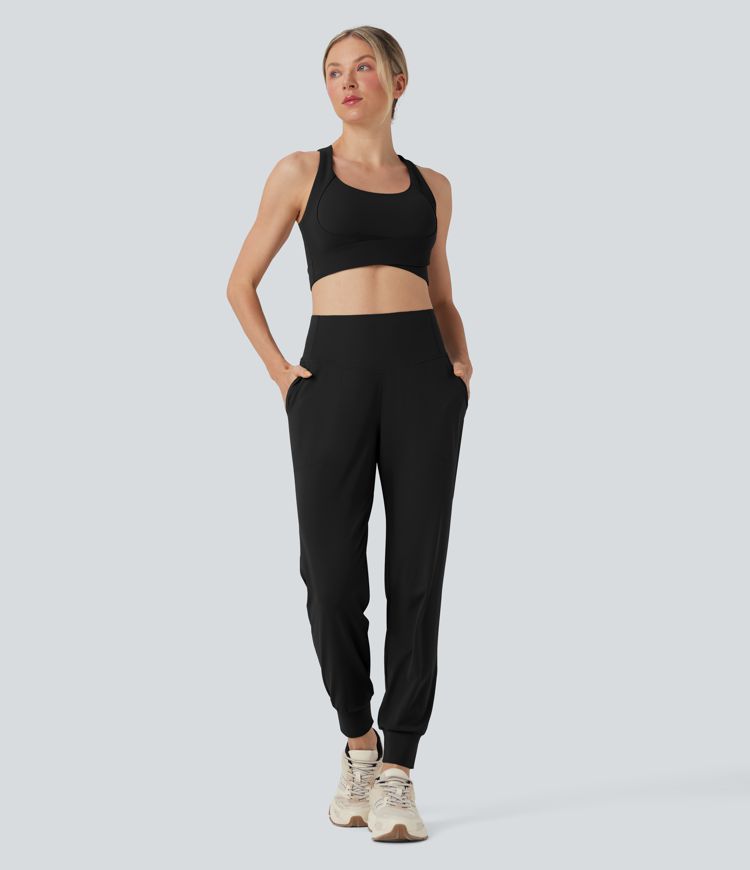 Halara UltraSculpt™ SoCinched Hohe Taille Bauchformende Yoga-Jogginghose mit Taschen