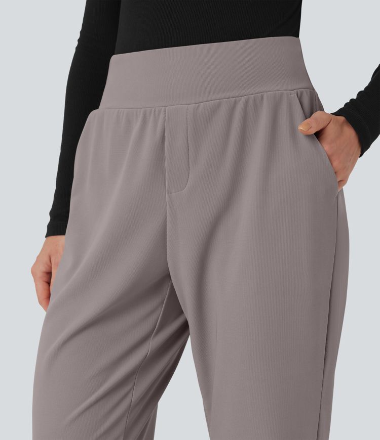 Halara Flex™ Mid Rise Tummy Control Micro Waffle Work Tapered Pants with Pockets