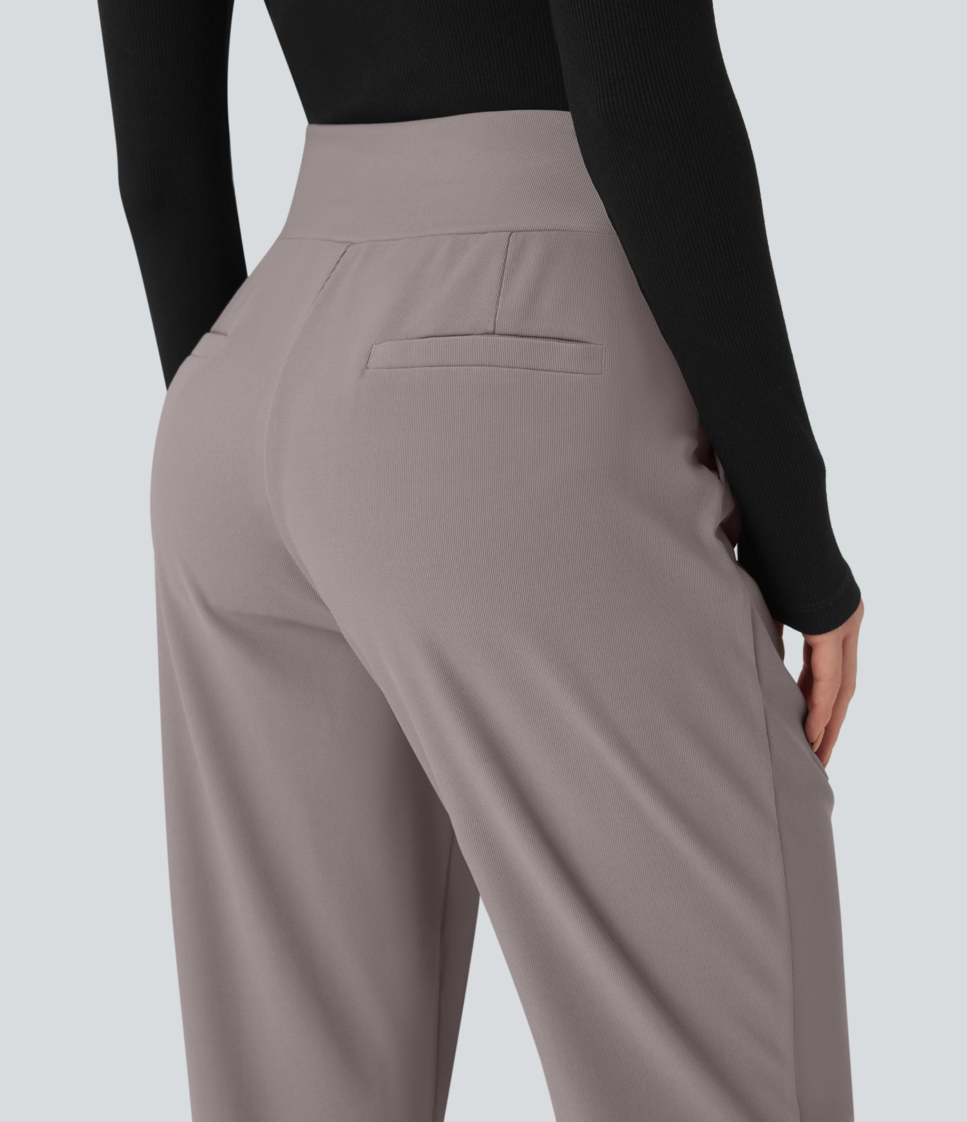 Pantalon de travail fuselé à taille mi-haute Halara Flex™, contrôle du ventre, en tissu micro-nid-d'abeille, avec poches