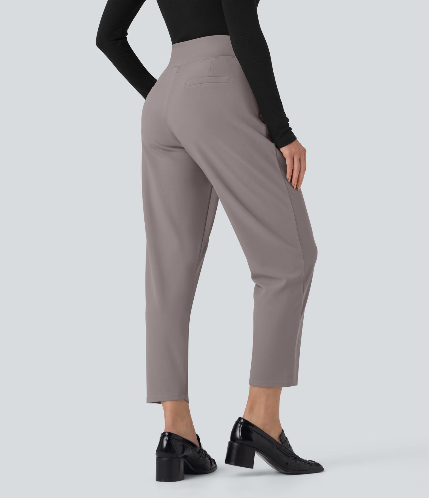 Pantalon de travail fuselé à taille mi-haute Halara Flex™, contrôle du ventre, en tissu micro-nid-d'abeille, avec poches