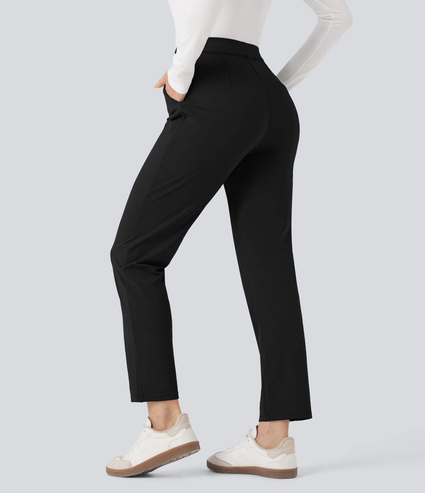 Halara Flex™ DayStretch Foldover High Waisted Drawstring 7/8 Slim Work Pants with Pockets