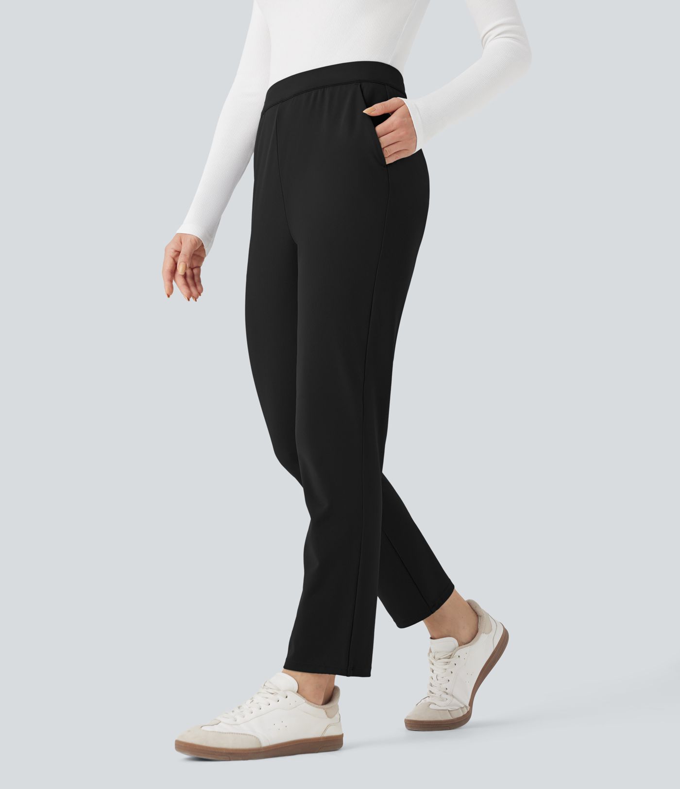 Halara Flex™ DayStretch Foldover High Waisted Drawstring 7/8 Slim Work Pants with Pockets