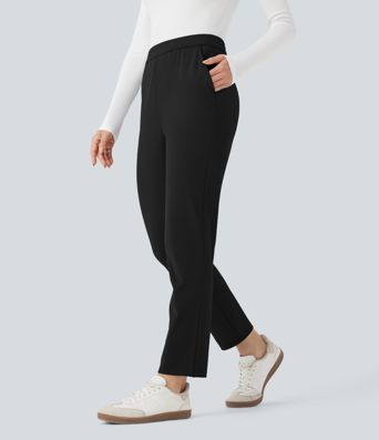 Halara Flex™ DayStretch Foldover High Waisted Drawstring 7/8 Slim Work Pants with Pockets