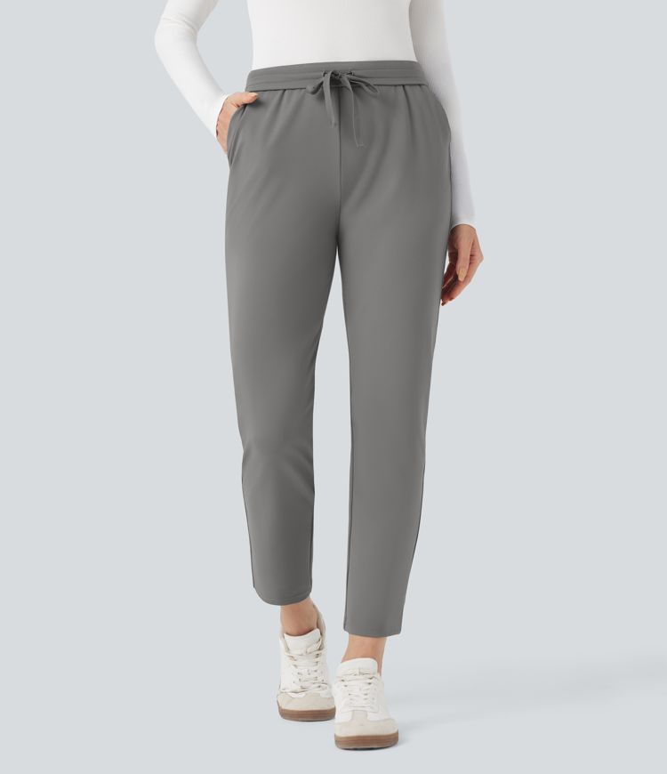 Halara Flex™ DayStretch Foldover High Waisted Drawstring 7/8 Slim Work Trousers with Pockets