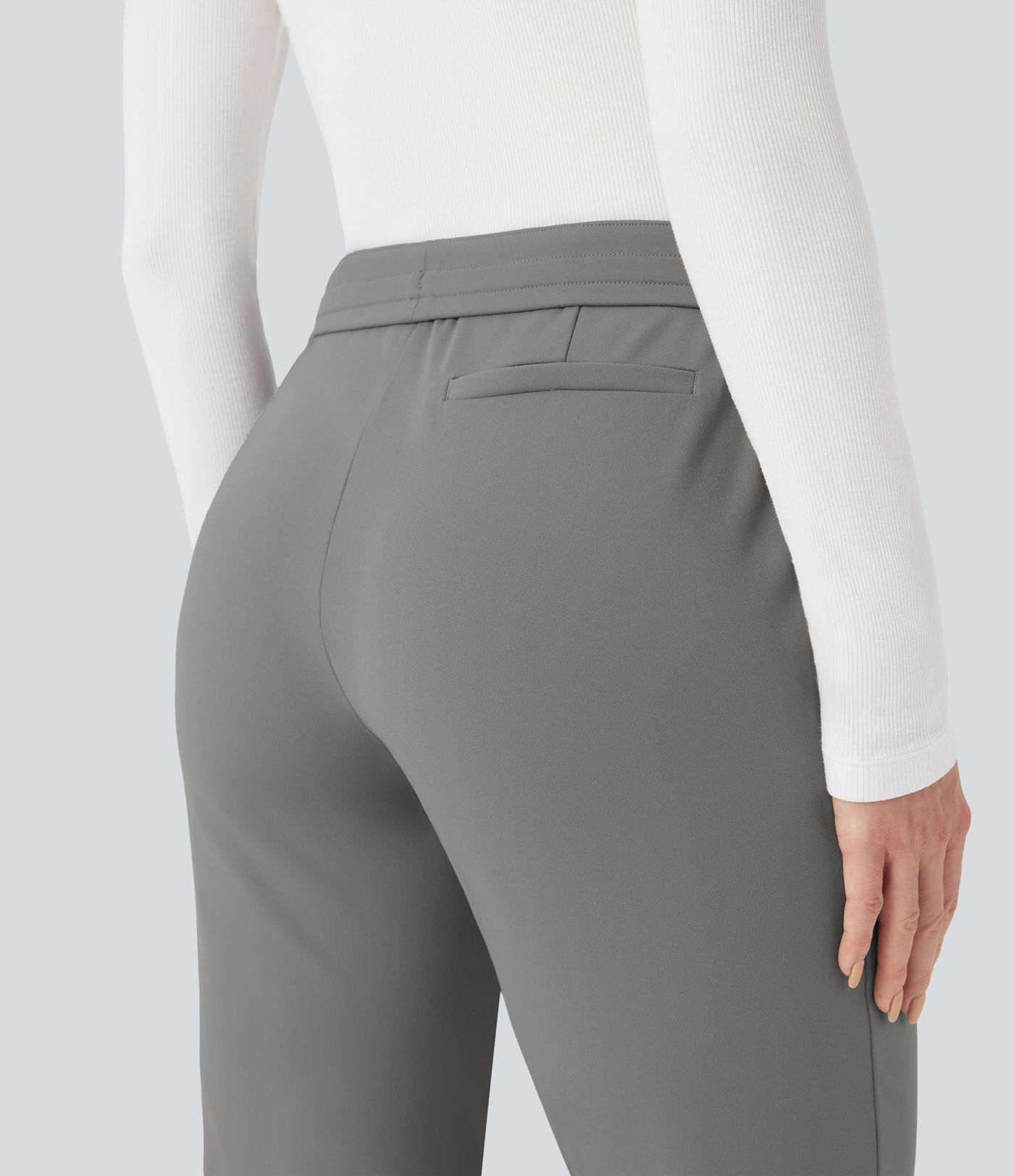 Halara Flex™ DayStretch Foldover High Waisted Drawstring 7/8 Slim Work Trousers with Pockets