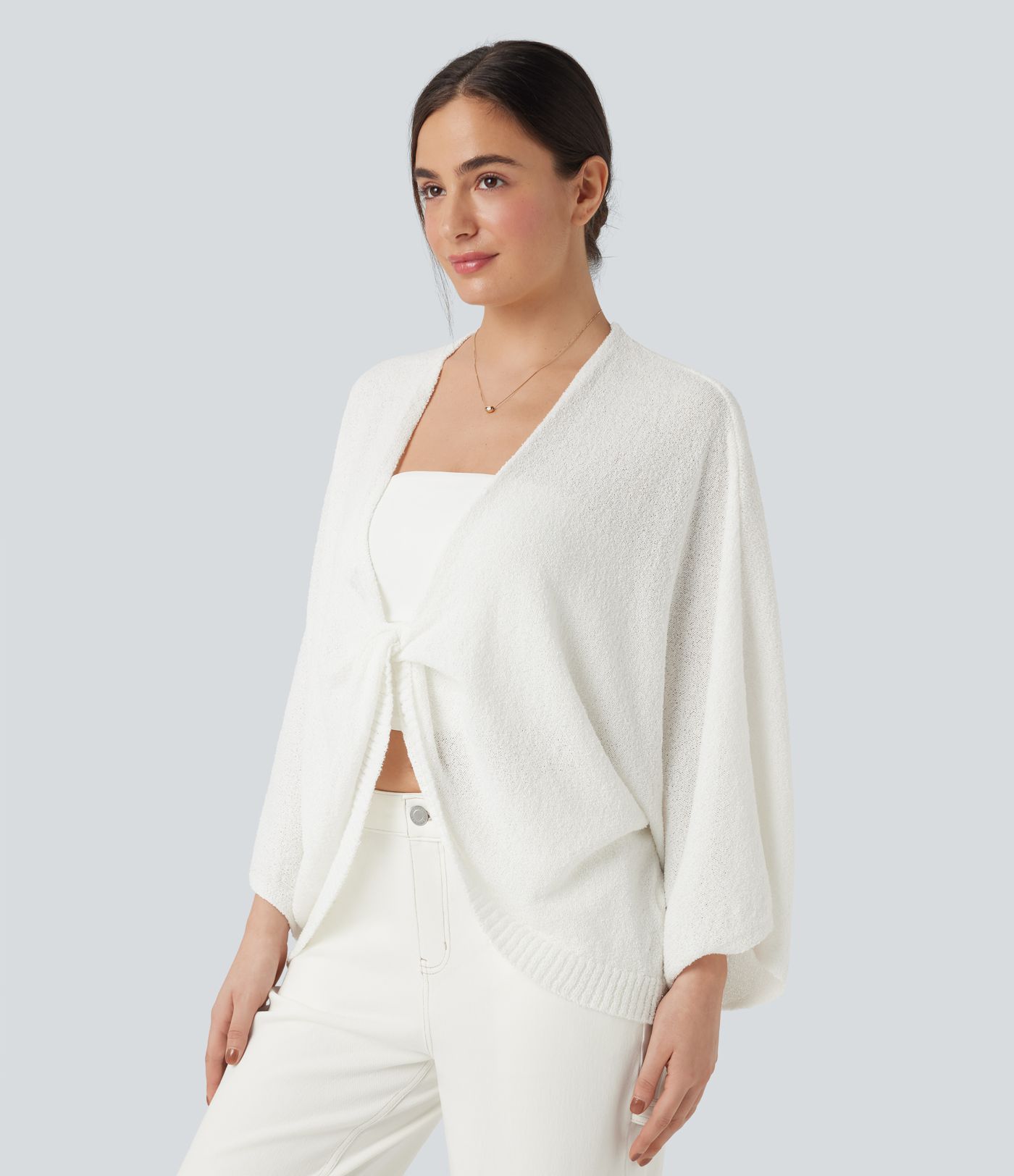 Cardigan col V profond manches chauve-souris coupe décontractée