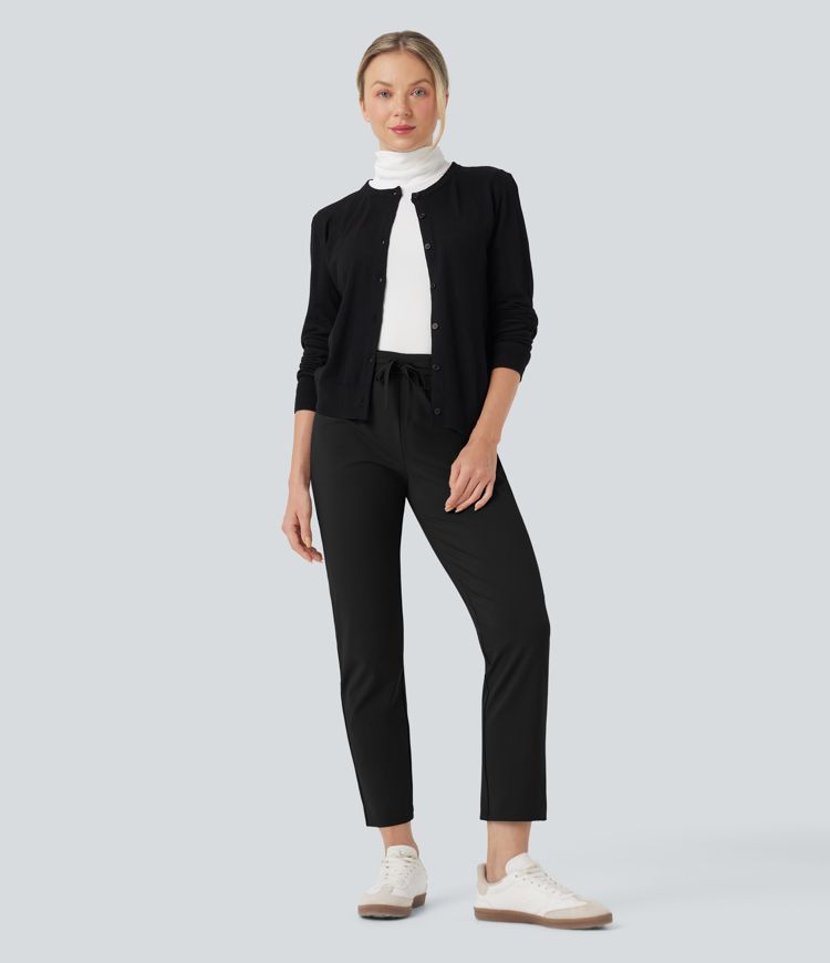 Halara Flex™ DayStretch Foldover High Waisted Drawstring 7/8 Slim Work Pants with Pockets