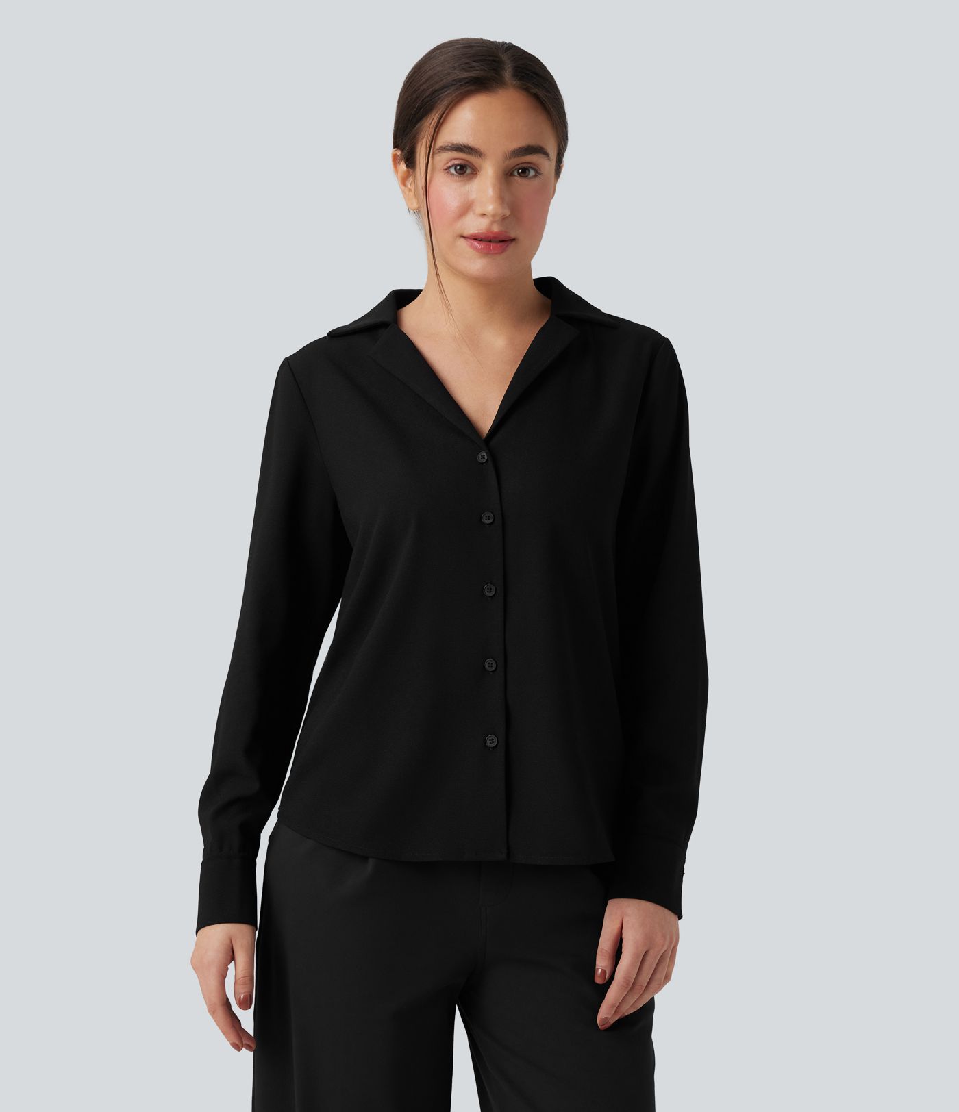 Long Sleeve Curved Hem Work Shirt