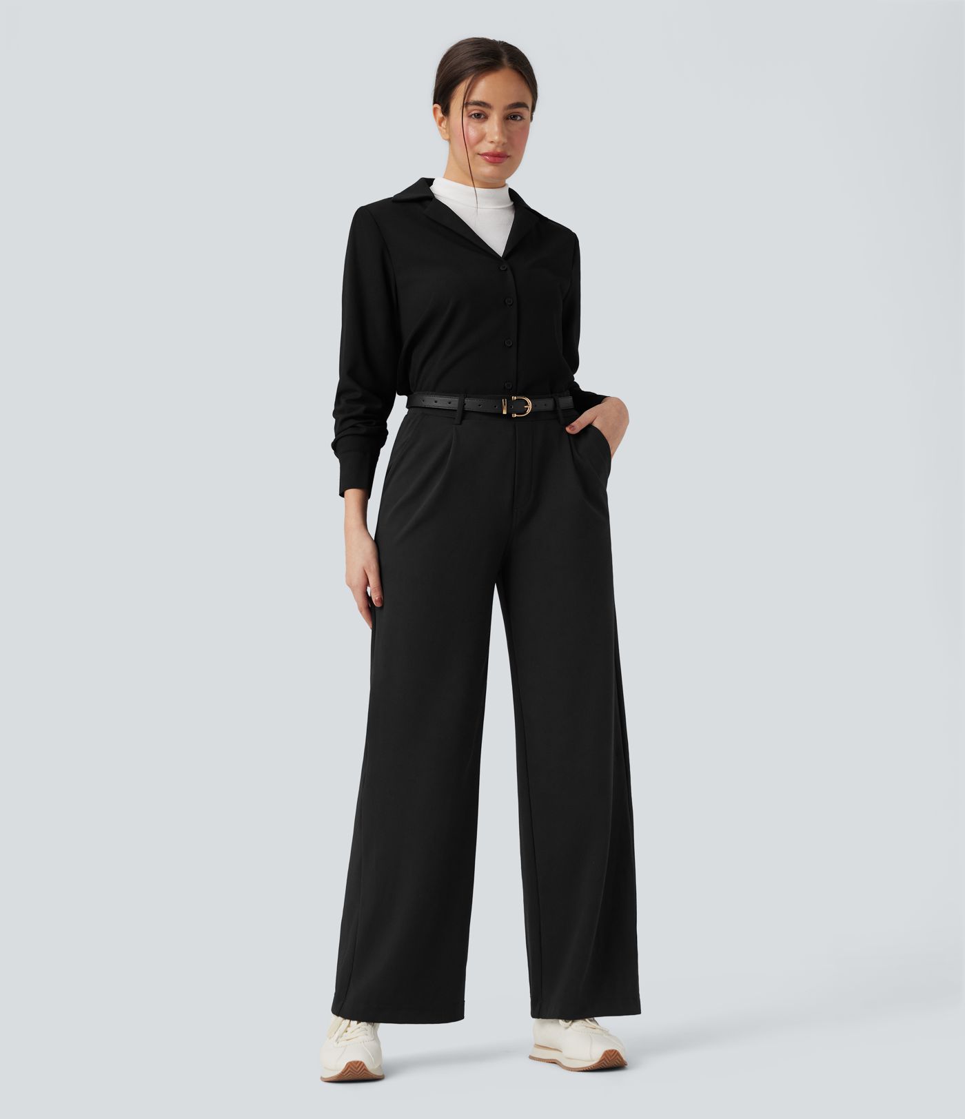 Long Sleeve Curved Hem Work Shirt