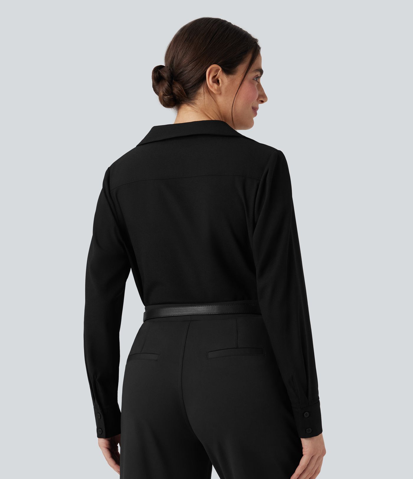 Long Sleeve Curved Hem Work Shirt