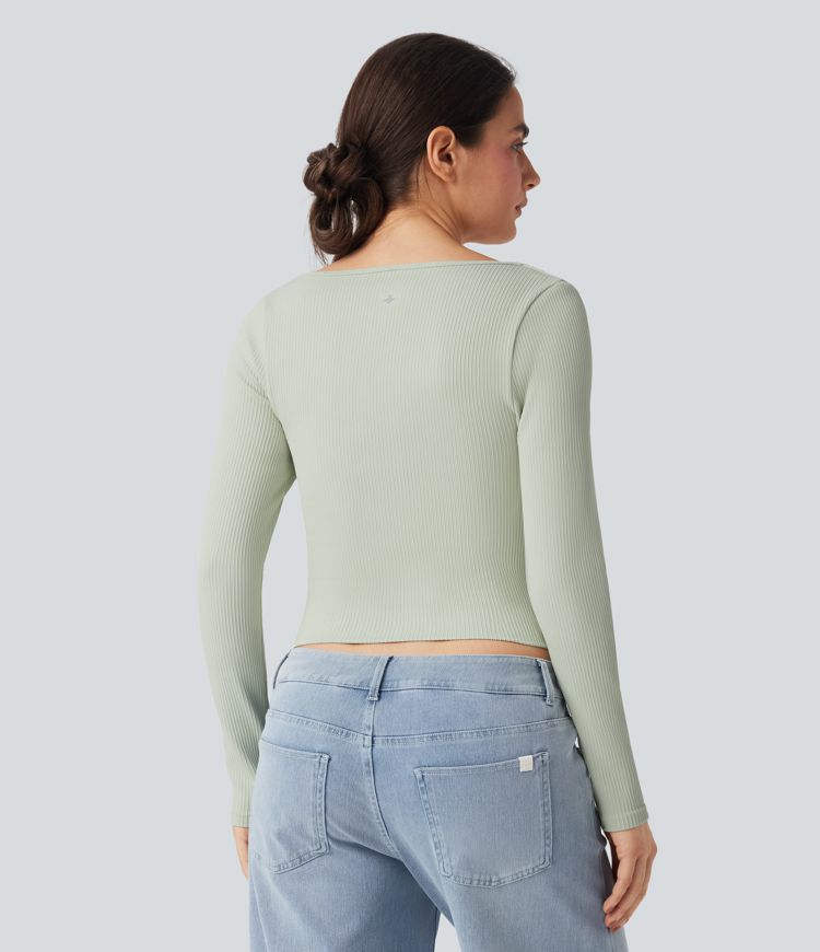 Haut de sport yoga décolleté carré à manches longues sans couture OneForm Seamless Flow