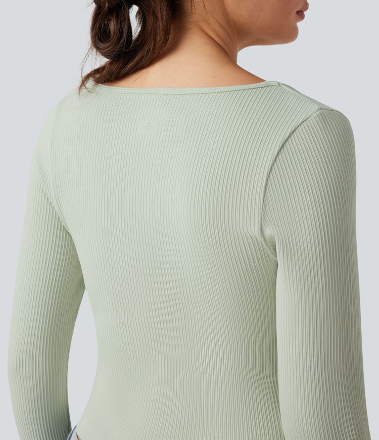 Haut de sport yoga décolleté carré à manches longues sans couture OneForm Seamless Flow