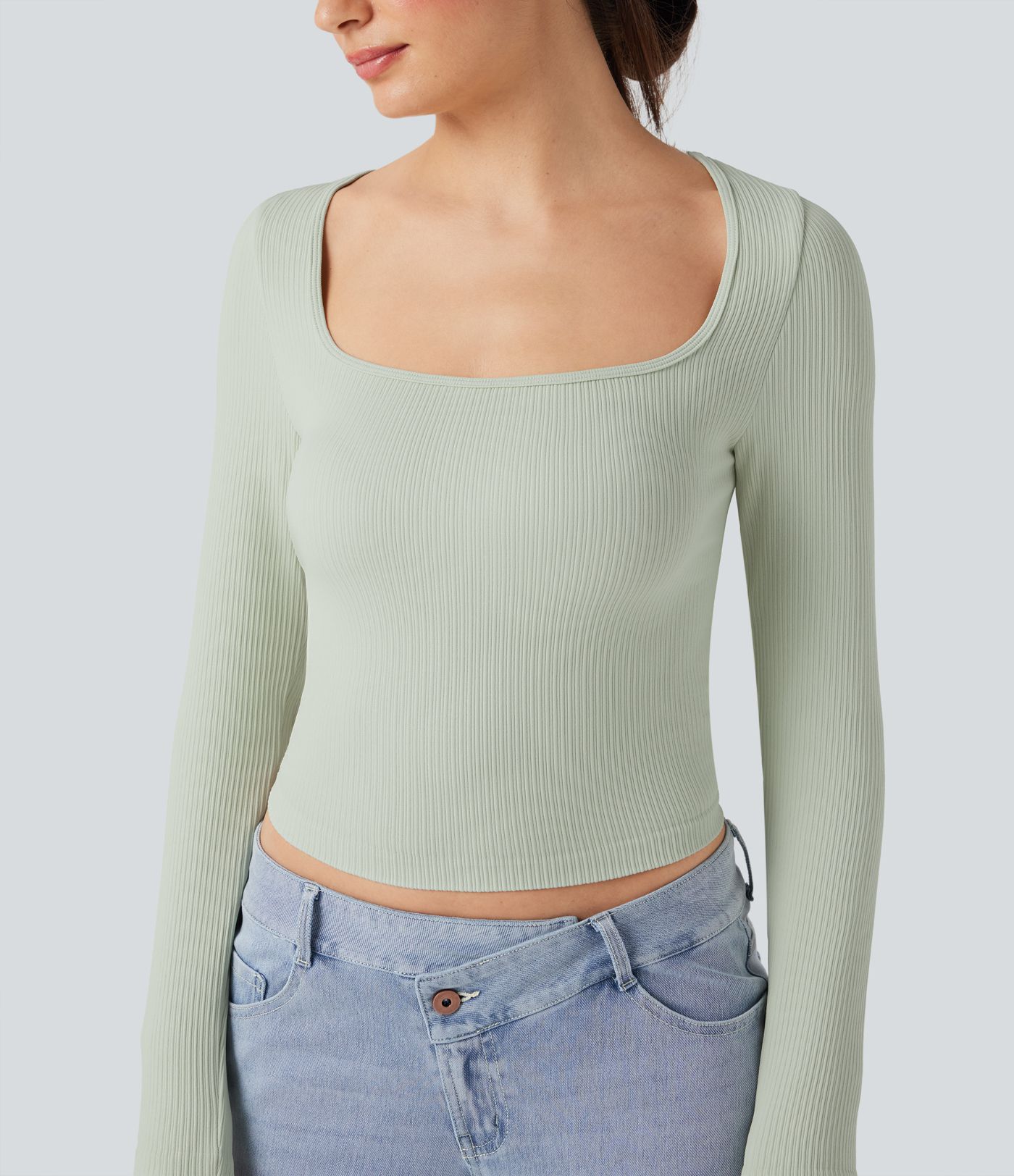 Haut de sport yoga décolleté carré à manches longues sans couture OneForm Seamless Flow