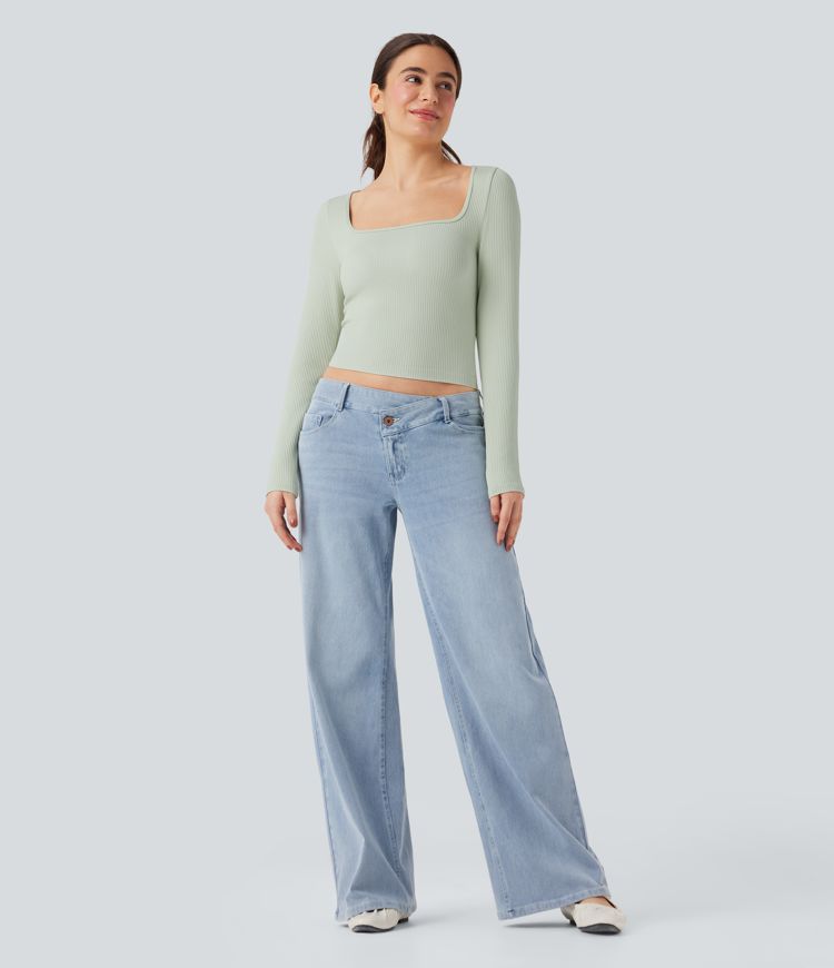 Haut de sport yoga décolleté carré à manches longues sans couture OneForm Seamless Flow