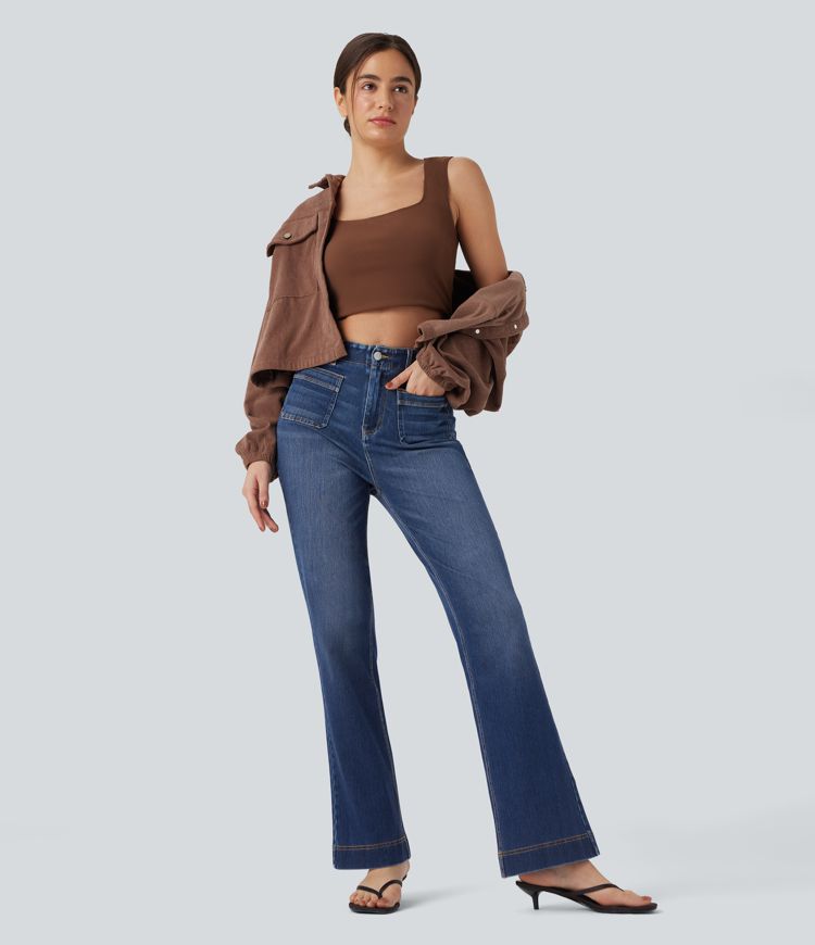 Jean ajusté évasé Halara Flex™ taille haute avec poches