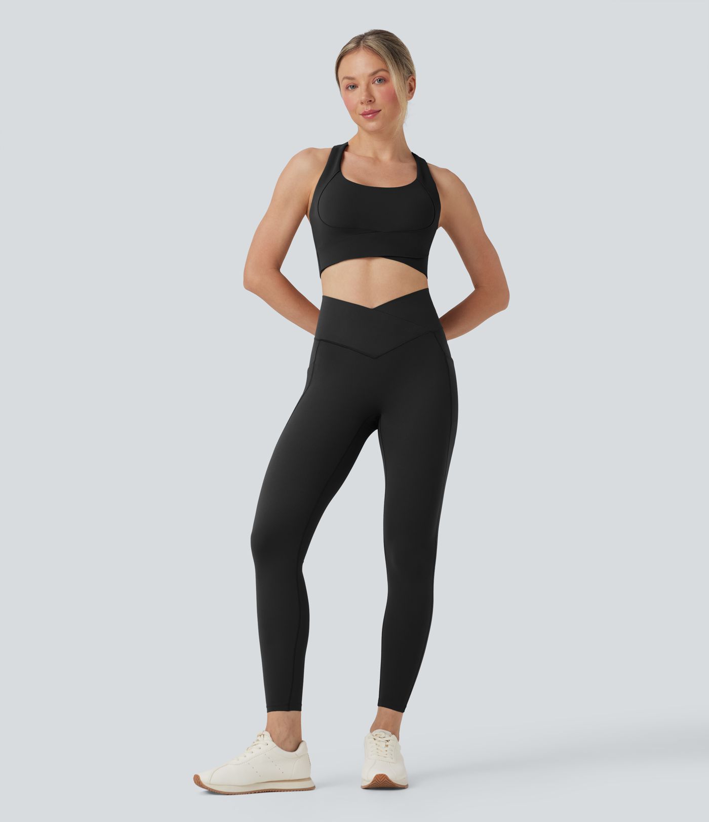 Halara UltraSculpt™ High Waisted Crossover Tummy Control 7/8 Training Leggings with Pockets