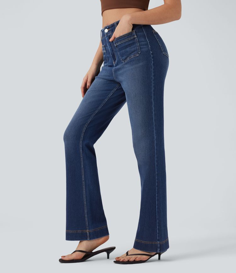 Jean ajusté évasé Halara Flex™ taille haute avec poches