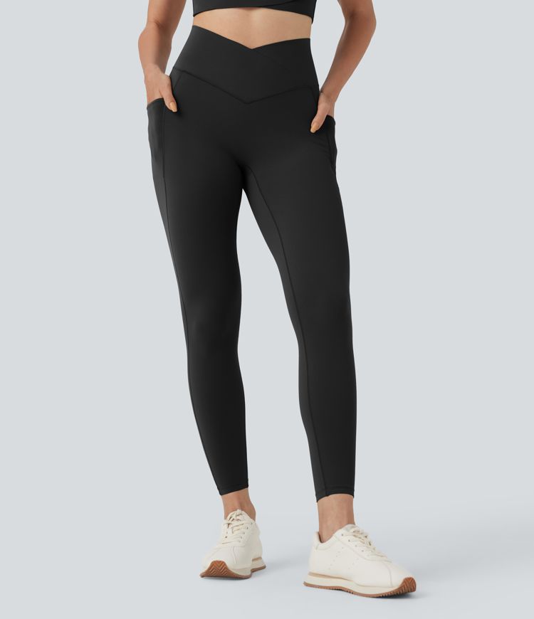 Halara UltraSculpt™ SoCinched High Waisted Crossover Tummy Control 7/8 Training Leggings with Pockets