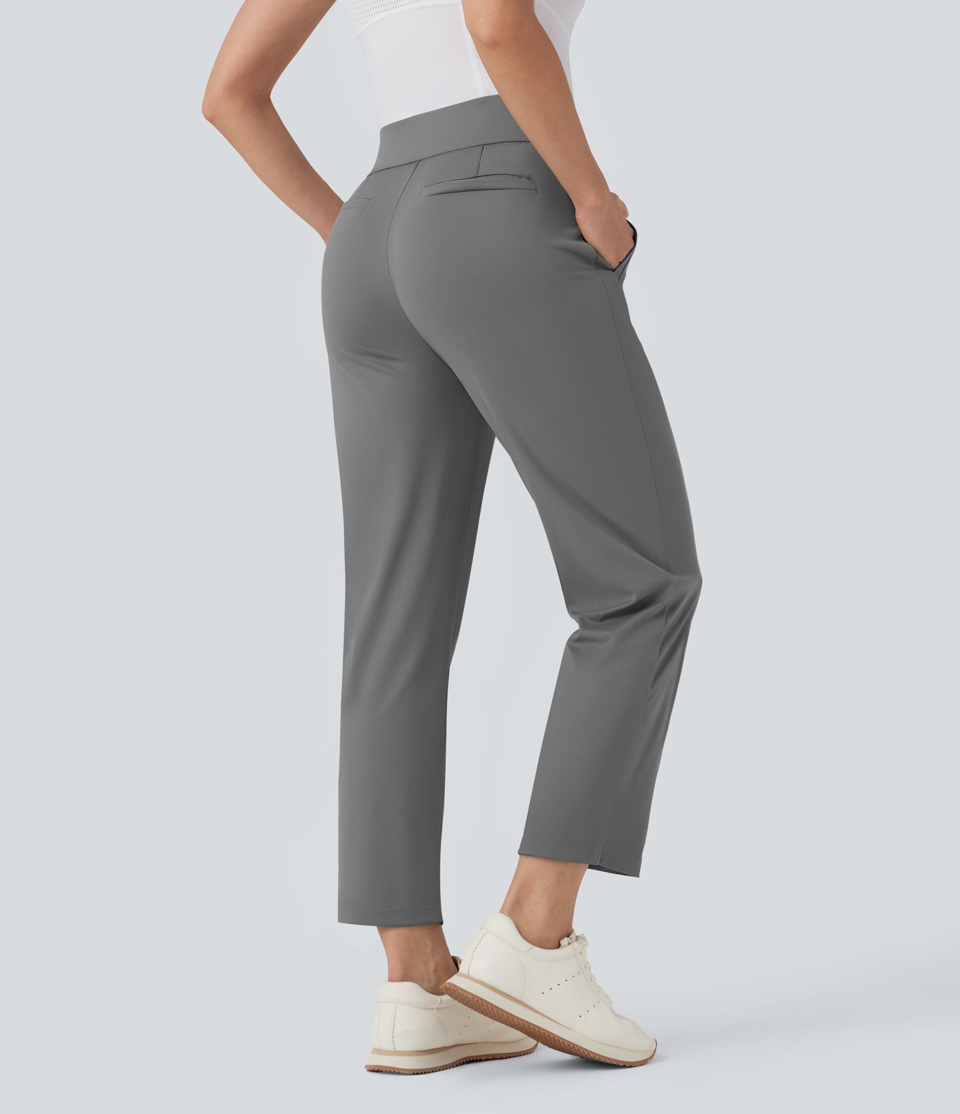 High Waisted Straight Leg Quick Dry Golf Pants-Golf Tee Pockets-UPF40+