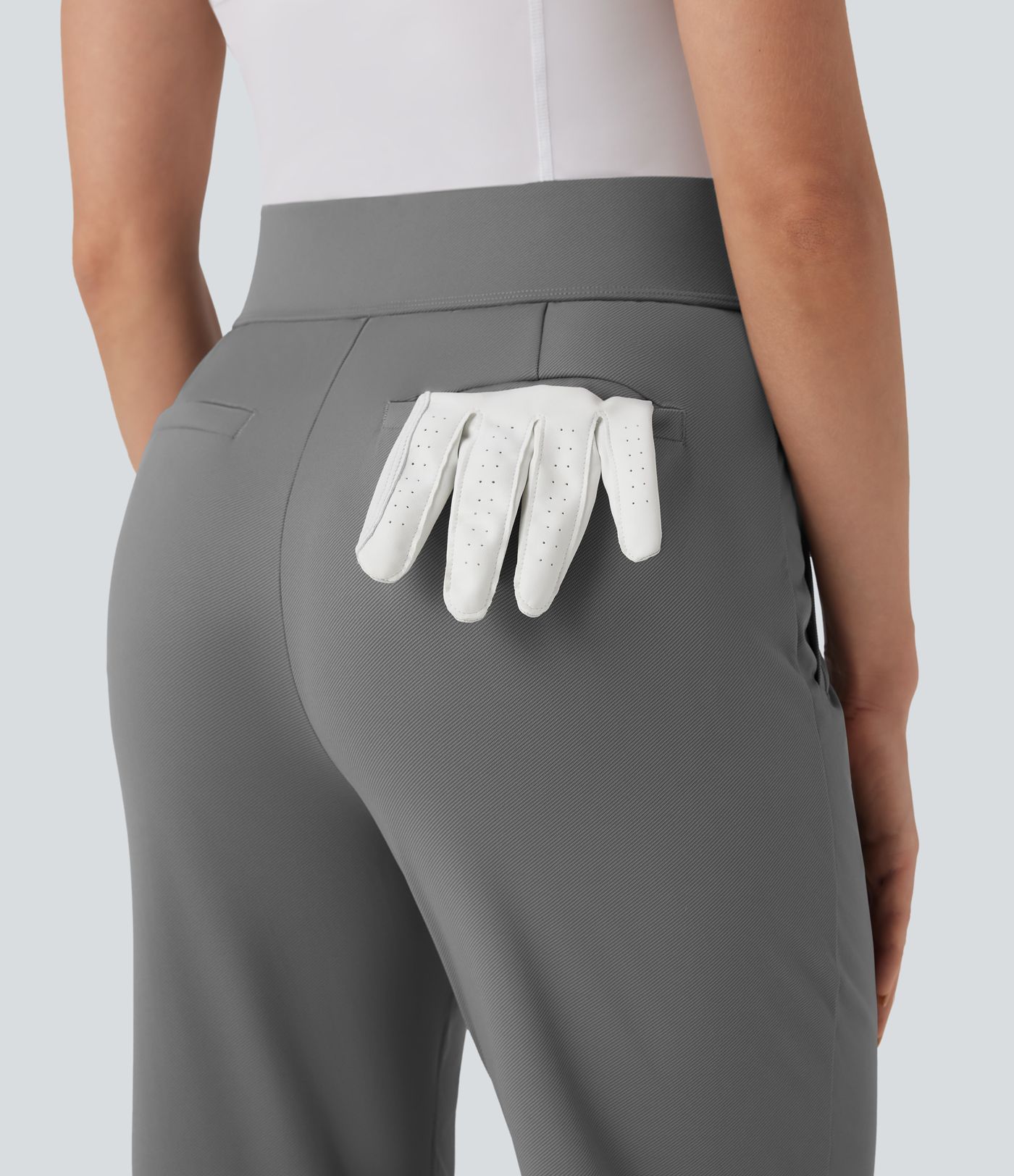 High Waisted Straight Leg Quick Dry Golf Pants-Golf Tee Pockets-UPF40+