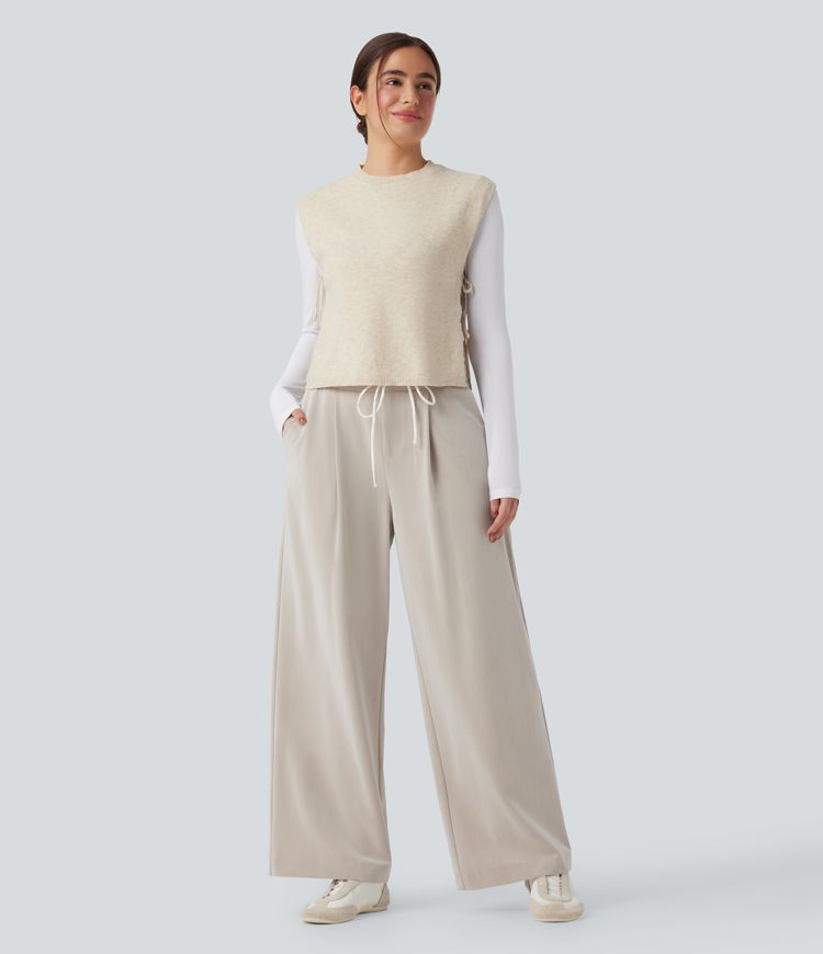 Round Neck Tie Work Sweater Vest