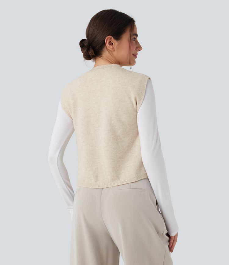 Round Neck Tie Work Sweater Vest