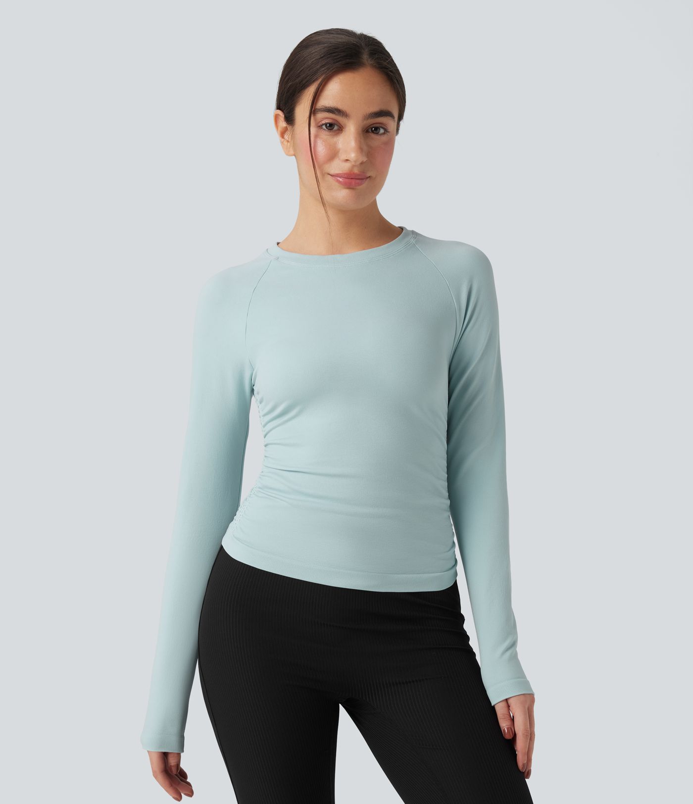 OneForm Seamless Flow Long Sleeve Ruched Yoga Sports Top