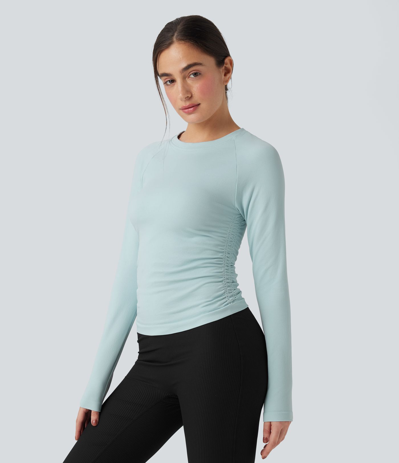 OneForm Seamless Flow Long Sleeve Ruched Yoga Sports Top