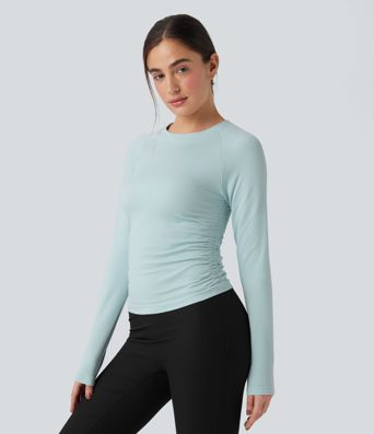 OneForm Seamless Flow Long Sleeve Ruched Yoga Sports Top