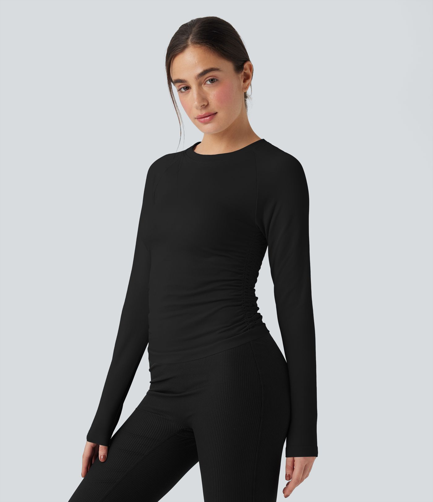 OneForm Seamless Flow Long Sleeve Ruched Yoga Sports Top