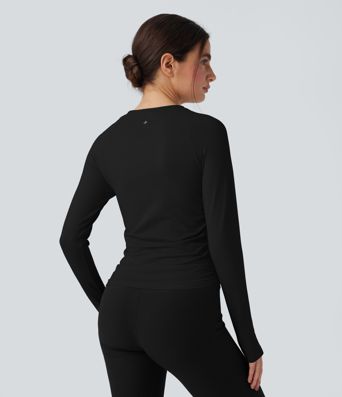 OneForm Seamless Flow Long Sleeve Ruched Yoga Sports Top