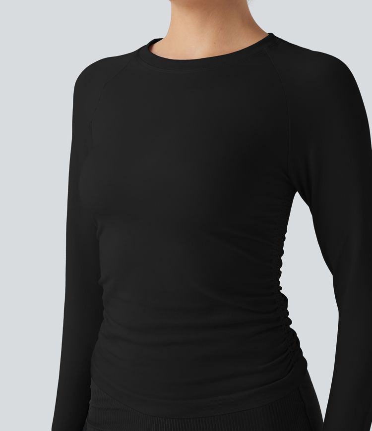 OneForm Seamless Flow Long Sleeve Ruched Yoga Sports Top