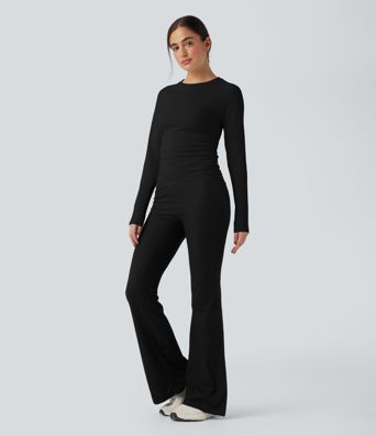 OneForm Seamless Flow Long Sleeve Ruched Yoga Sports Top