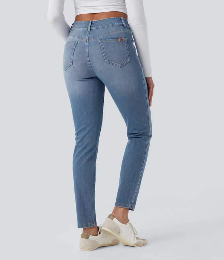 Halara Flex™ Mid Rise Washed Casual Skinny Jeans with Pockets