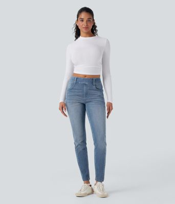 Halara Flex™ Mid Rise Washed Casual Skinny Jeans with Pockets