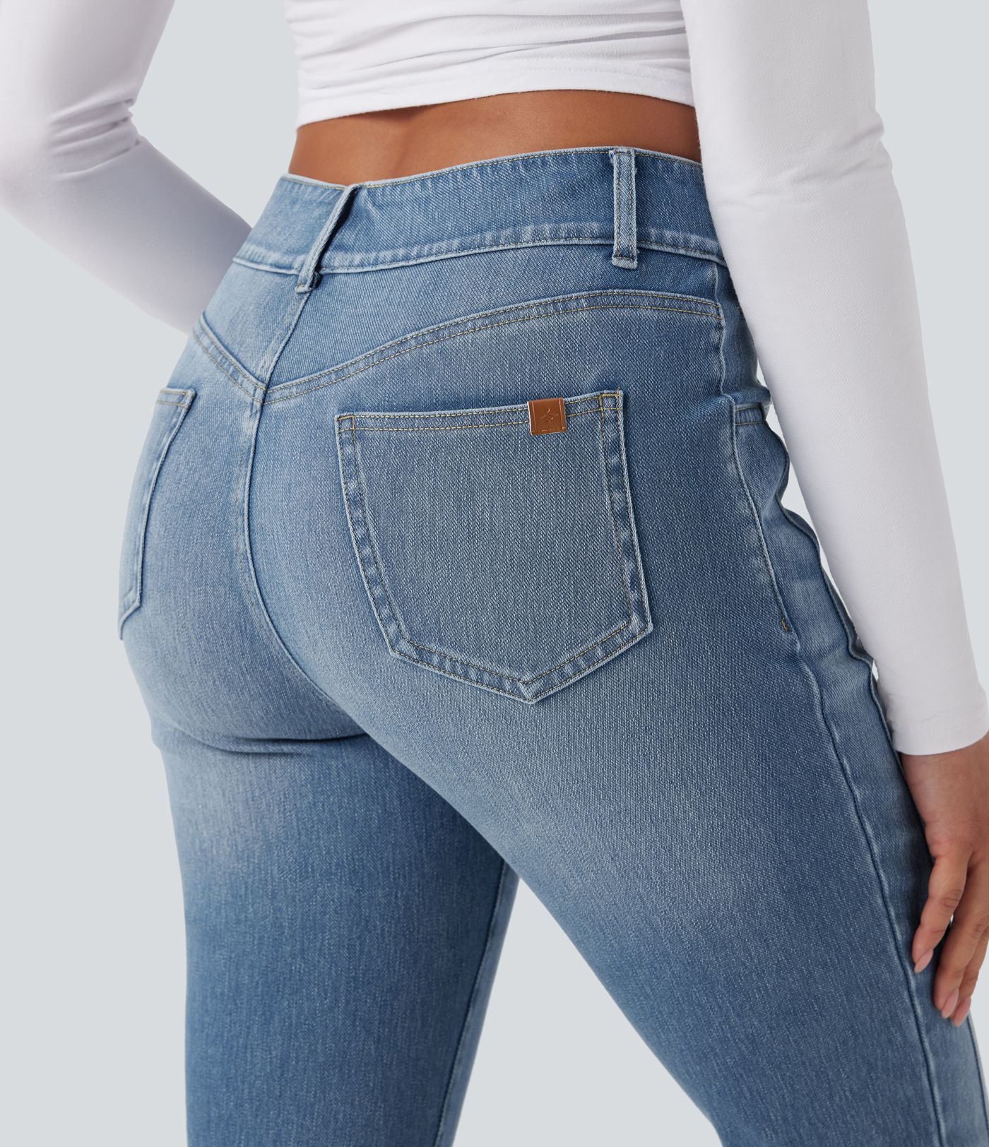 Halara Flex™ Mid Rise Washed Casual Skinny Jeans with Pockets