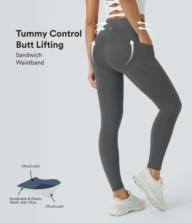 Halara UltraSculpt™ SoCinched High Waisted Butt Lifting Tummy Control Pocket Shaping Workout Leggings
