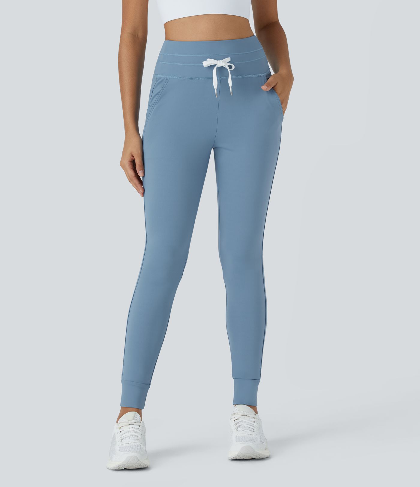 Pantalones Jogger Suaves de Cintura Alta con Cordón y Bolsillos Lisos SoftlyZero™