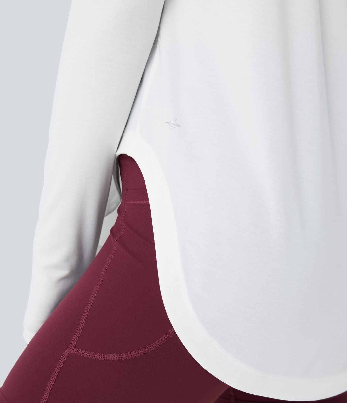 One Shoulder Long Sleeve Thumb Hole Curved Hem High Low Quick Dry Yoga Sports Top