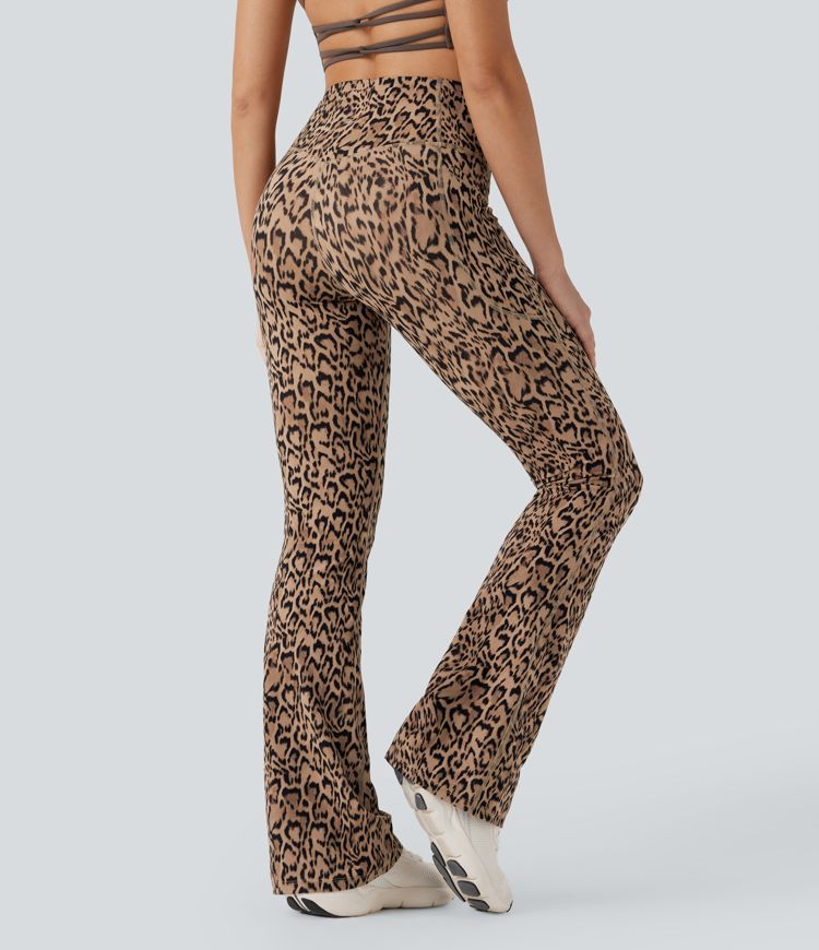 Halara UltraSculpt™ Leopard Print SoCinched High Waisted Tummy Control Bootcut Yoga Leggings with Pockets