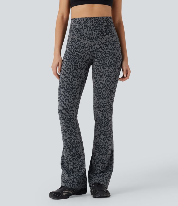 Halara UltraSculpt™ Leopard Print SoCinched High Waisted Tummy Control Bootcut Yoga Leggings with Pockets