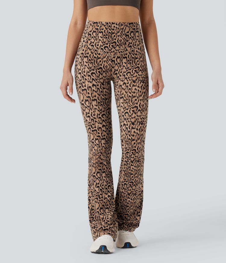 Halara UltraSculpt™ Leopard Print SoCinched High Waisted Tummy Control Bootcut Yoga Leggings with Pockets
